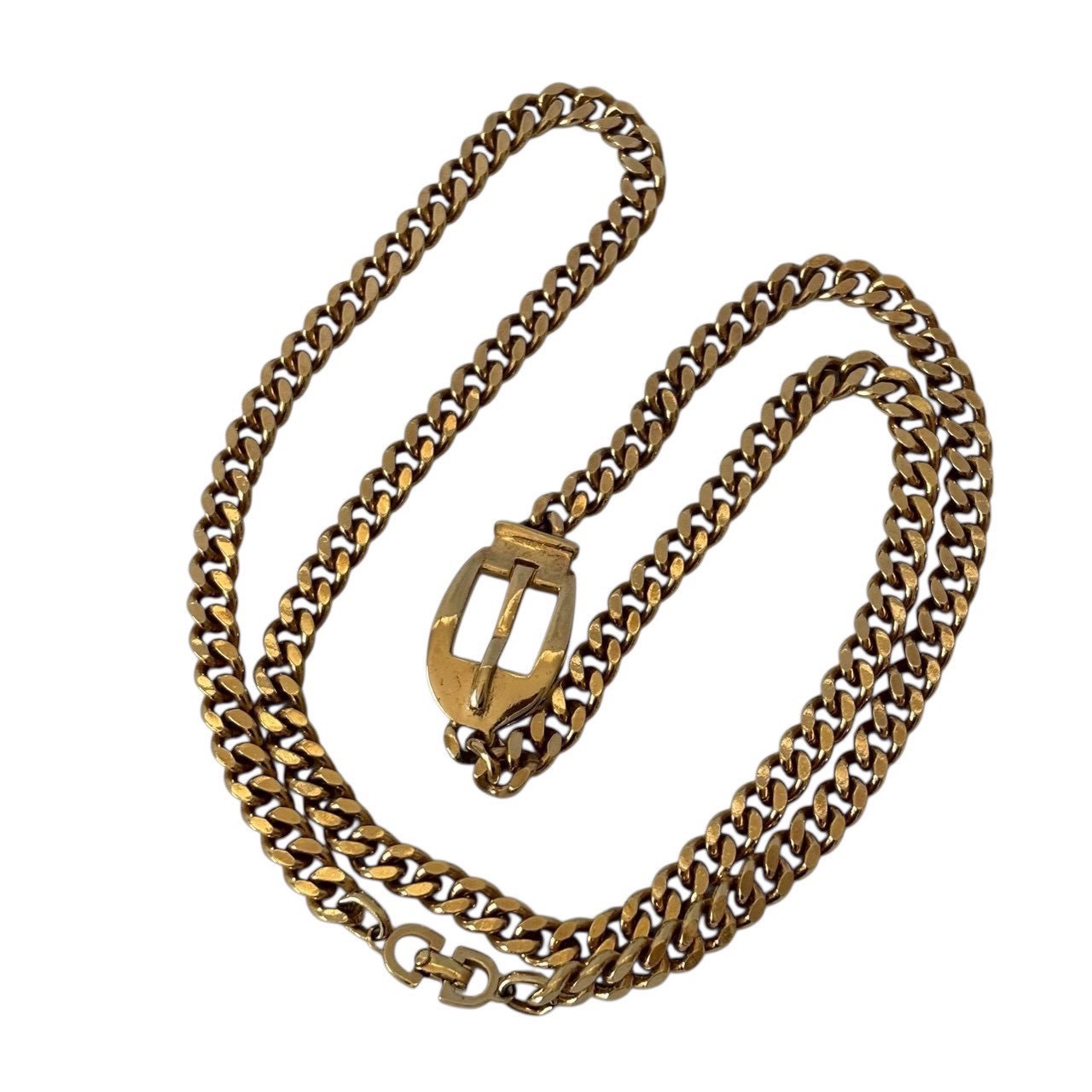 ［中古］Christian Dior ディオール ロングネックレス チェーン ベルトモチーフ 小物 GP ゴールド　レディースファッション　ファッション小物　ベルト