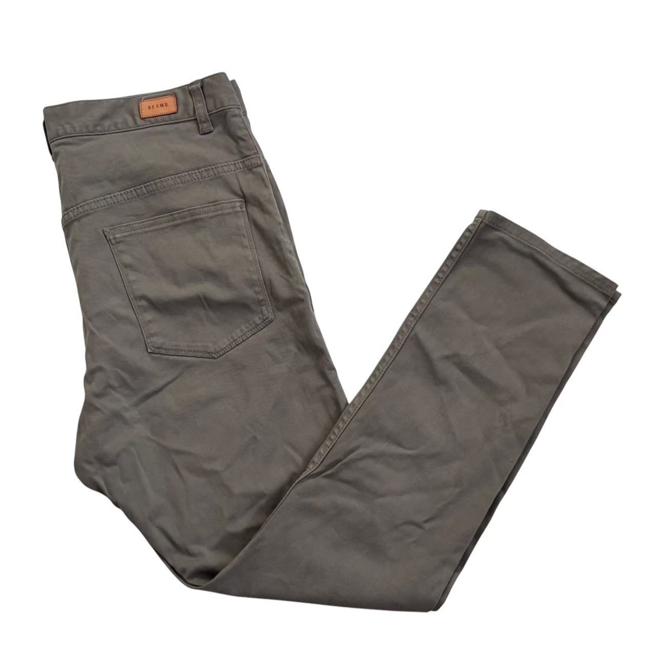Leather Trousers - 「中古」BEAMS ビームス スキニーパンツ グレー 長ズボン サタンスキニー メンズ Lサイズ 綿 ポリエステル 牛革 ブランド ファッション メンズ アパレル