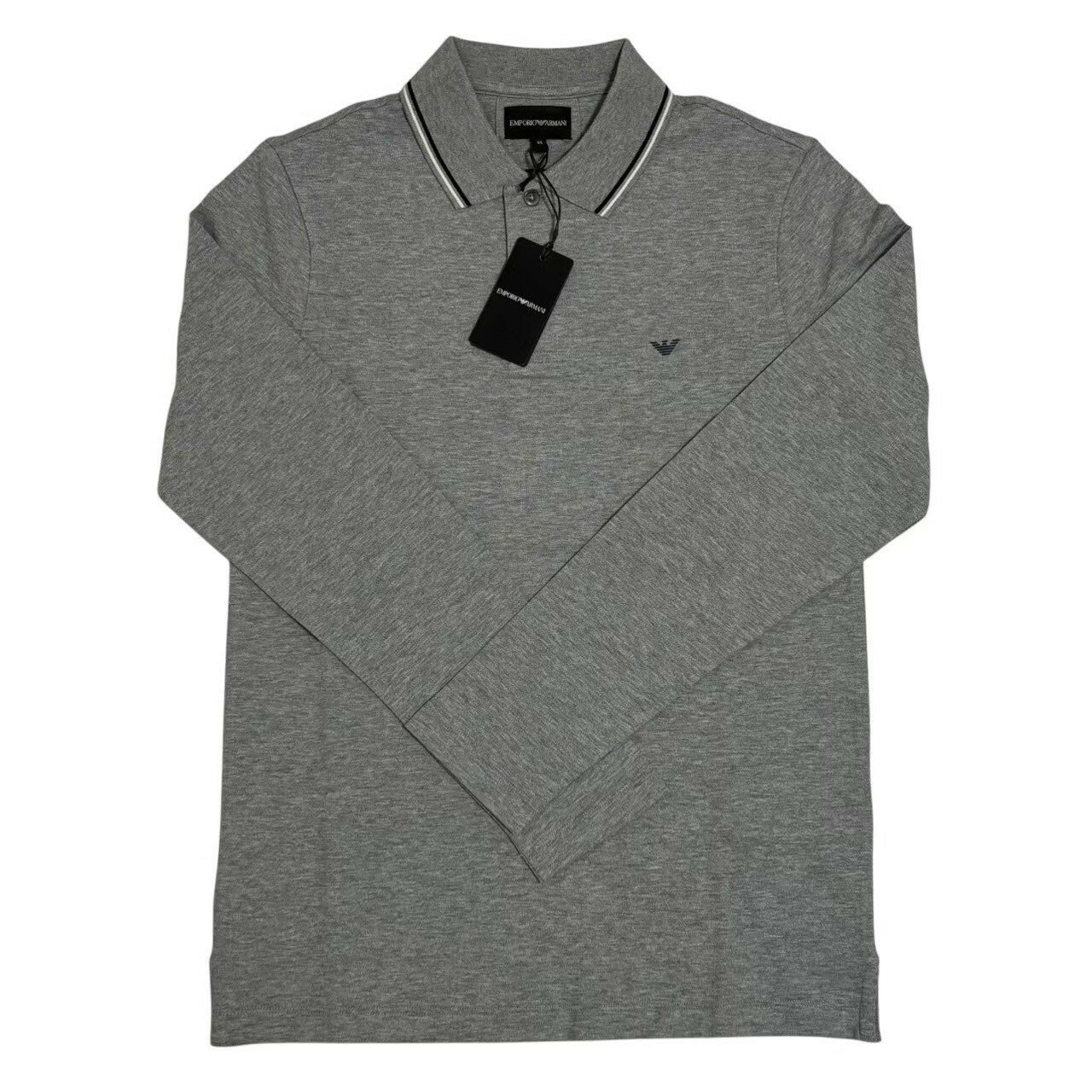 「未使用」EMPORIO ARMANI エンポリオアルマーニ アルマーニ トップス 長袖シャツ グレー ポロシャツ 長袖 シャツ メンズ XSサイズ ブランド ファッション