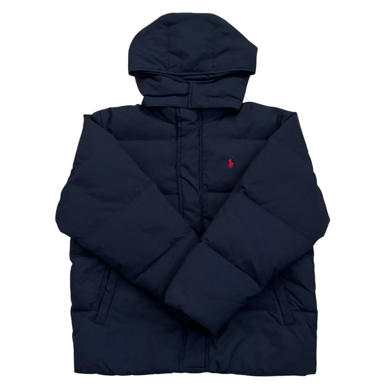 「中古」POLO Ralph Lauren ポロ ラルフローレン ダウンジャケット ブランド 紺 ネイビー ダウン ジャケット フード 無地ワンポイント キッズ 150cm