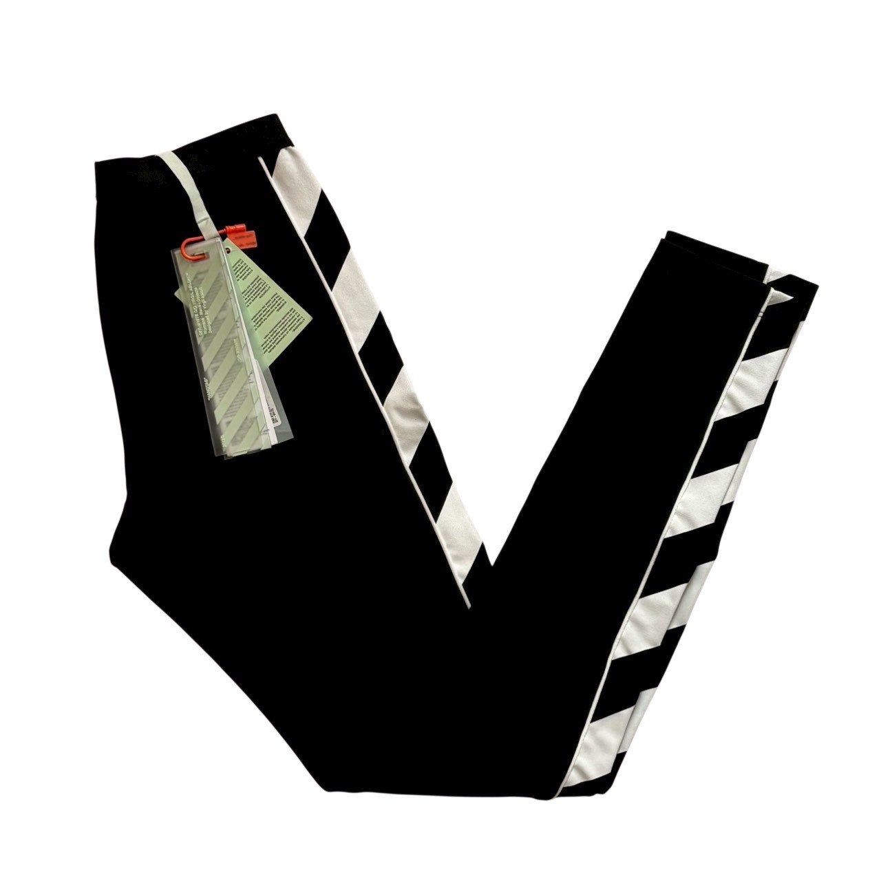 Rakuten - ［未使用］OFF-WHITE オフホワイト サイドデザインレギンス 黒 白 ブラック ホワイト OWCD009E19E02095 サイドデザイン パンツ ヨガ ジム スポーツ イタリア製 レディース サイズ40 Lサイズ相当