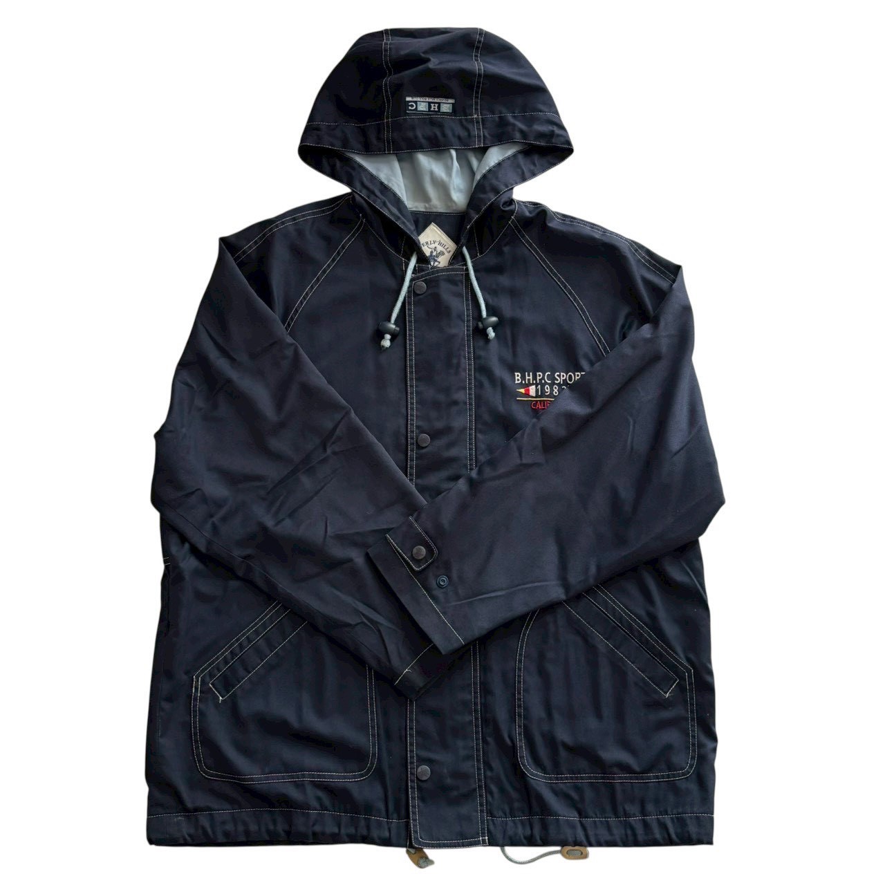 Rakuten - ［中古］BEVERLY HILLS POLO CLUB ビバリーヒルズポロクラブ ジャケット 紺 ポケット 上着 アウター フード レディース Lサイズ ポリエステル