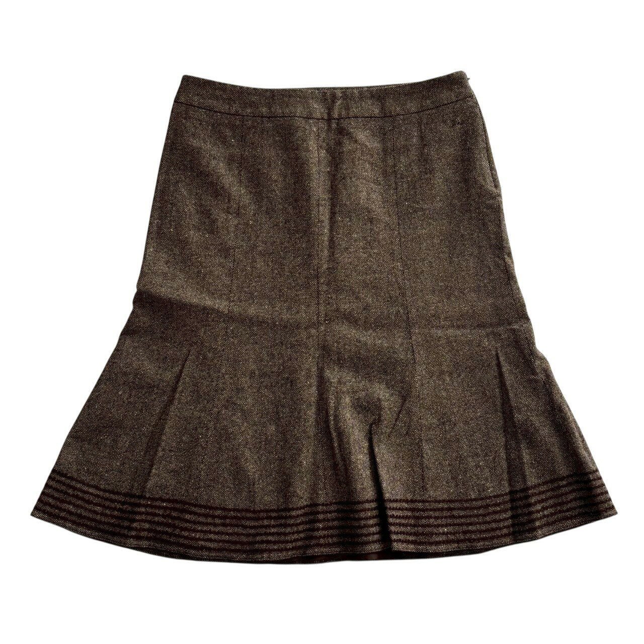 Rakuten - ［中古］BURBERRY バーバリー タイトスカート 茶 ブラウン タイト スカート ボーダー レディース サイズ40 Lサイズ ウール ポリエステル