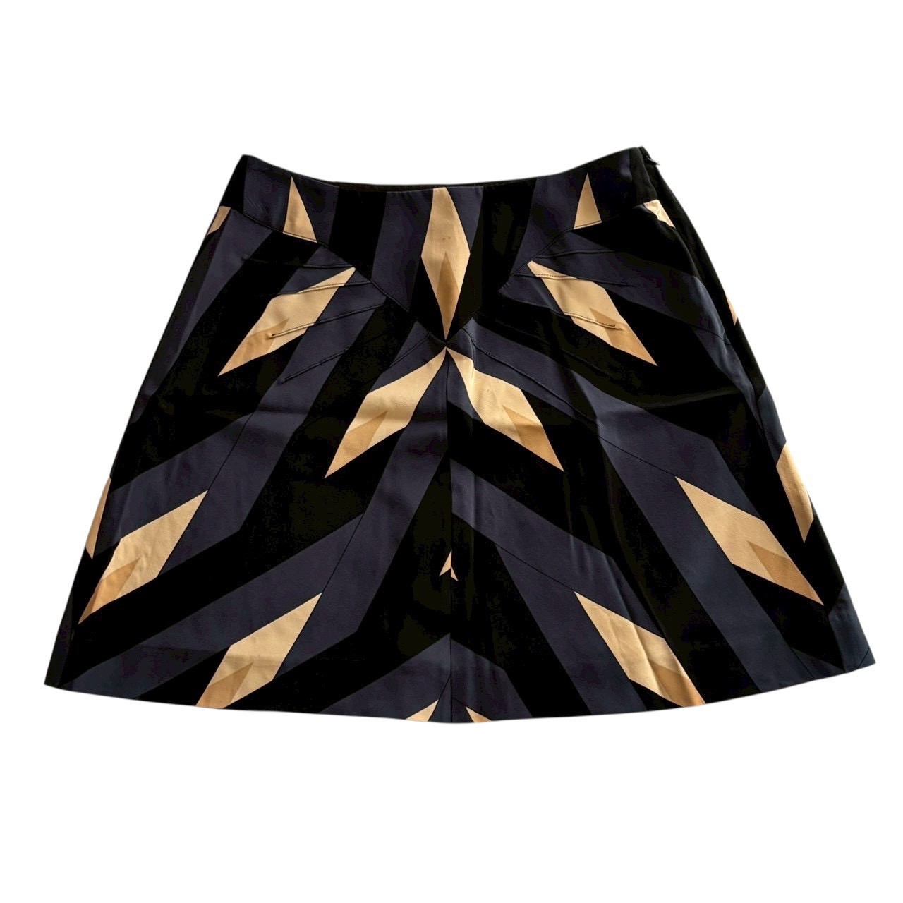 Rakuten - ［中古］MARC BY MARC JACOBS マークバイマークジェイコブス 膝上スカート 黒系 青系 ブラック系 ブルー系 幾何学総柄 レディース サイズ0 XSサイズ
