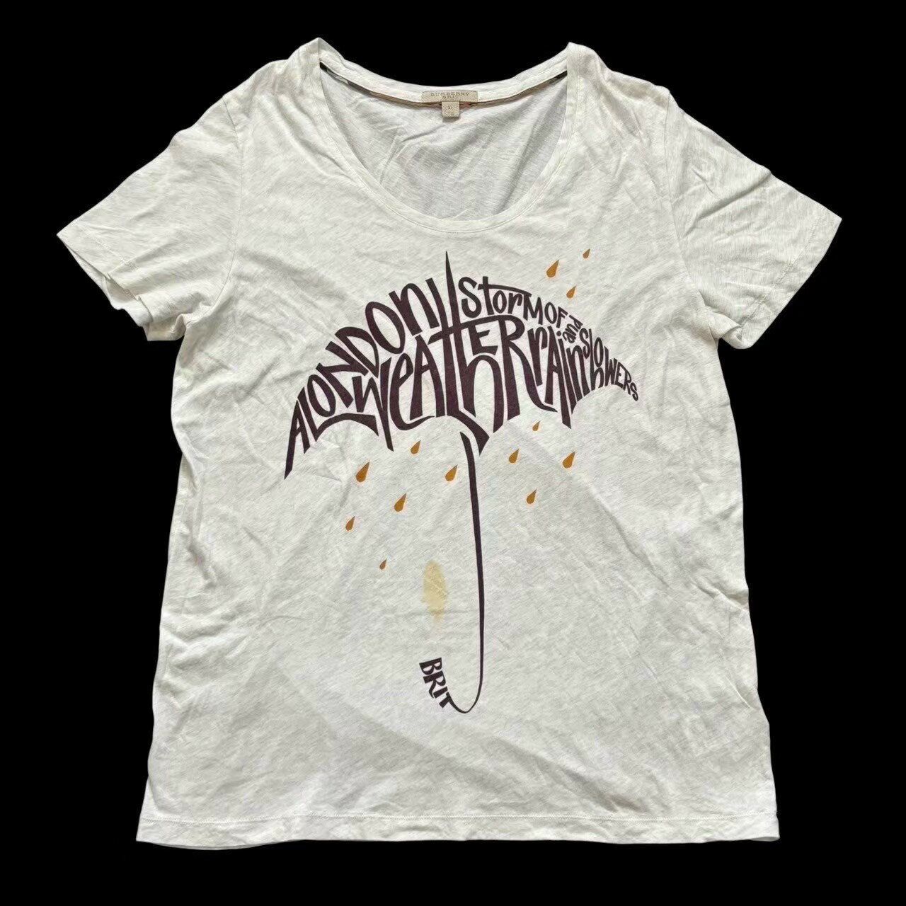 ［中古］BURBERRY BRIT バーバリー ブリット 半袖Tシャツ トップス Tシャツ 半袖 グレー シャツ 傘 アンブレラ レディース XLサイズ