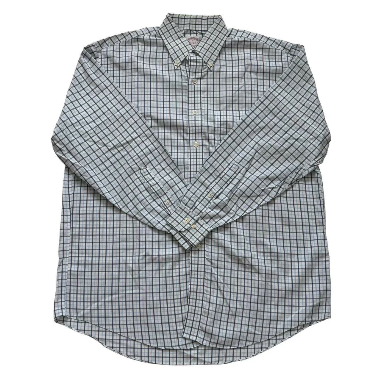 Rakuten - ［中古］BrooksBrothers ブルックスブラザーズ チェックシャツ 青系 白系 ブルー系 ホワイト系 ワイシャツ Yシャツ メンズ Lサイズ トップス