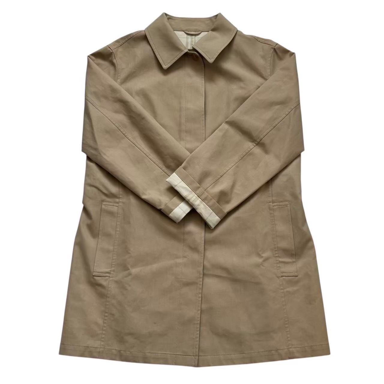 Rakuten - ［中古］BURBERRY バーバリー ステンカラーコート ベージュ コート アウター シンプル 上着 防寒着 無地 シンプル レディース サイズ40 Lサイズ