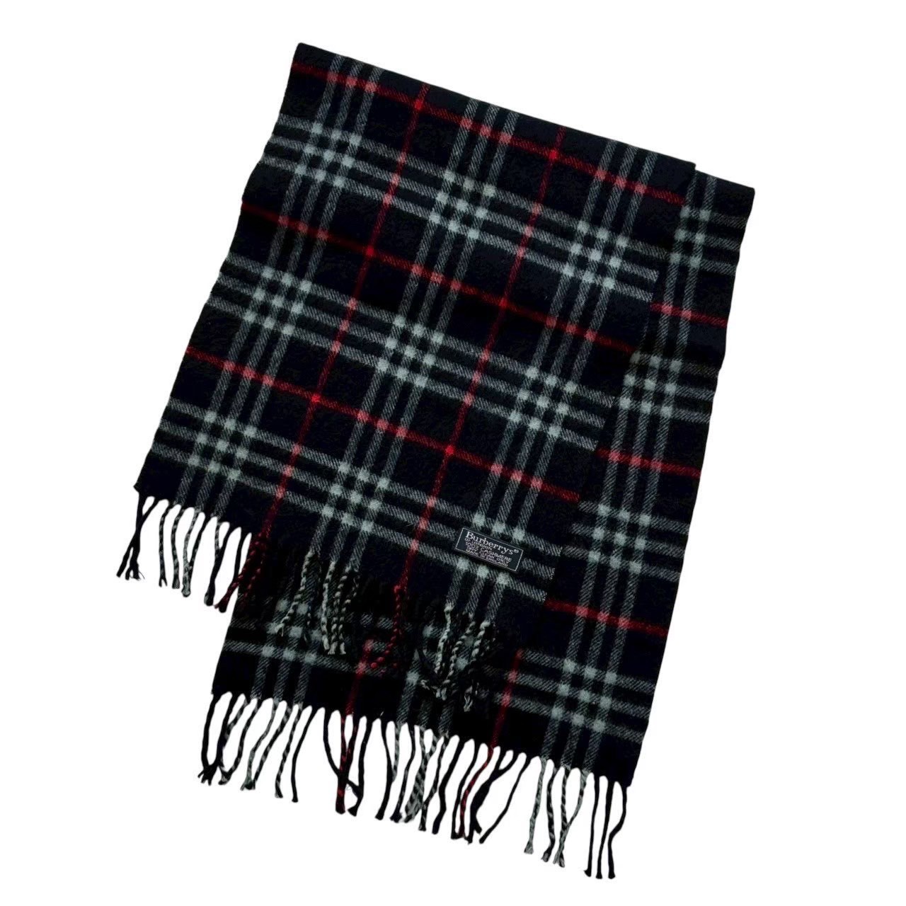 ［中古］BURBERRY バーバリー アパレル ユニセックス マフラー ブラック カシミア イングランド製