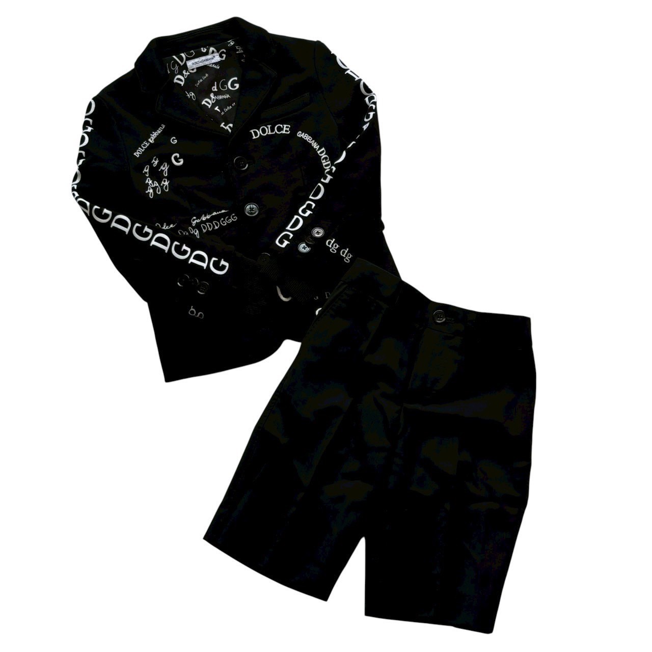 Rakuten - ［中古］DOLCE&GABBANA ドルチェ&ガッバーナ セットアップ 黒 ブラック テーラードジャケット パンツ ロゴ入り キッズ サイズ2 2歳 90cm