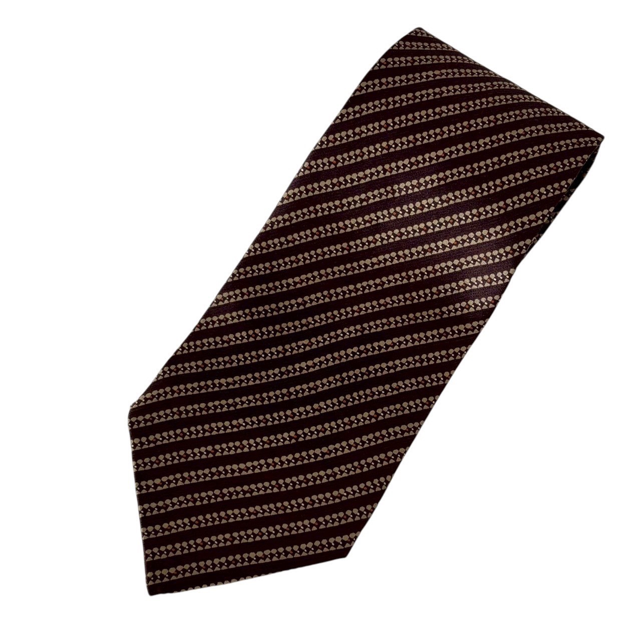 Rakuten - ［中古］GIORGIO ARMANI ジョルジオアルマーニ ネクタイ 紫 パープル ベージュ ビジネス スーツ 小物 総柄 ボーダー メンズ ブランド小物