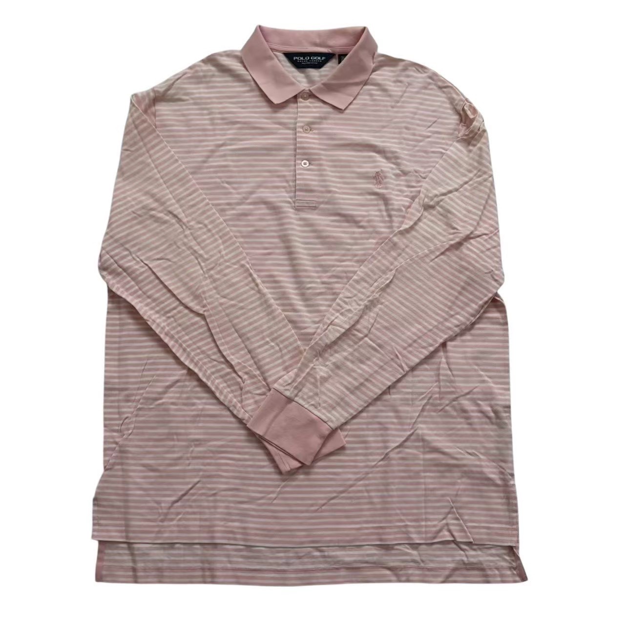 ［中古］POLO Ralph Lauren ポロ ラルフローレン 長袖ポロシャツ ピンク ボーダー 長袖 ポロシャツ シャツ ゴルフ 趣味 スポーツ メンズ LLサイズ