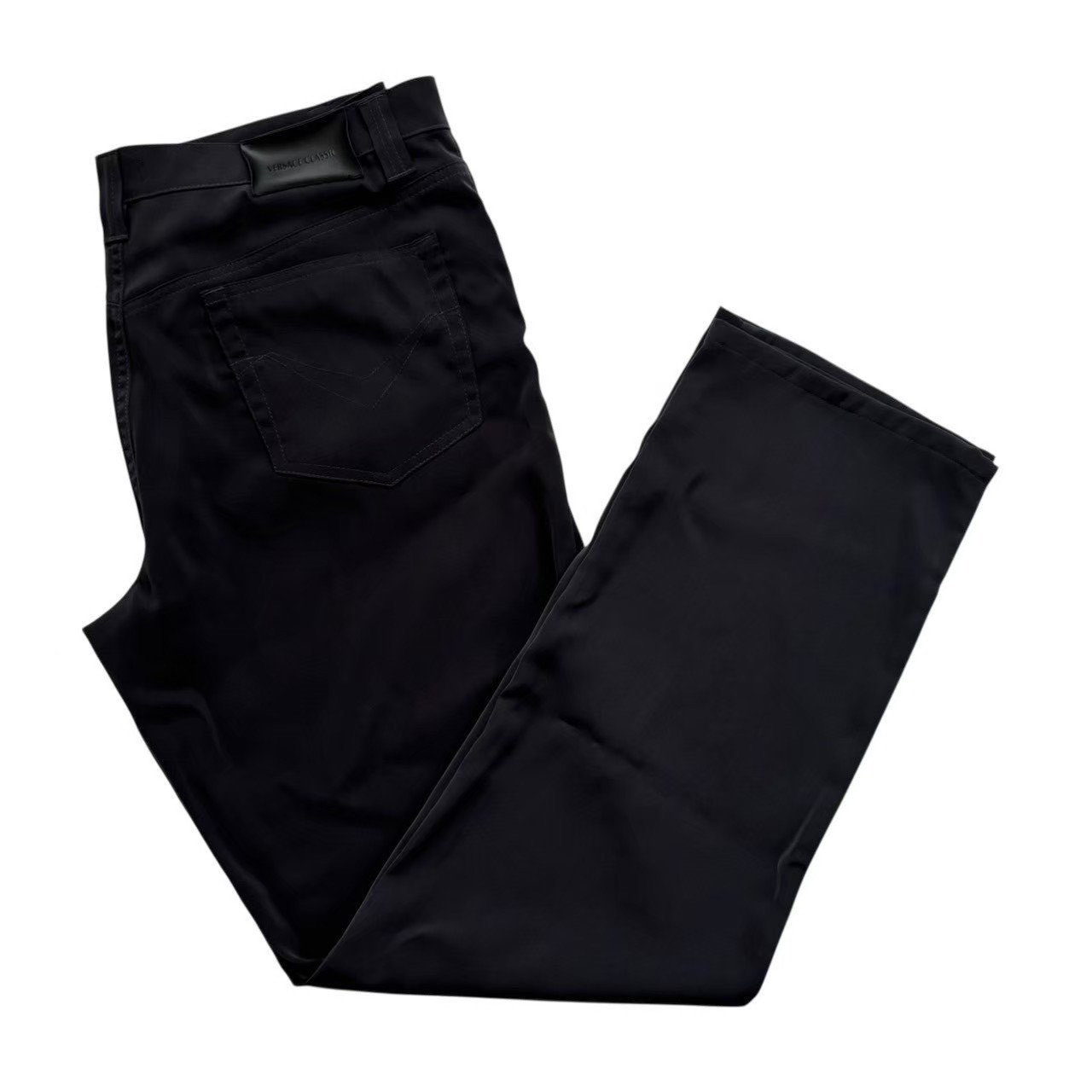 Rakuten - ［中古］VERSACE ヴェルサーチ ボトムス スラックスパンツ グレー 無地 シンプル 長ズボン パンツ スラックス メンズ サイズ37 XLサイズ ポリエステル