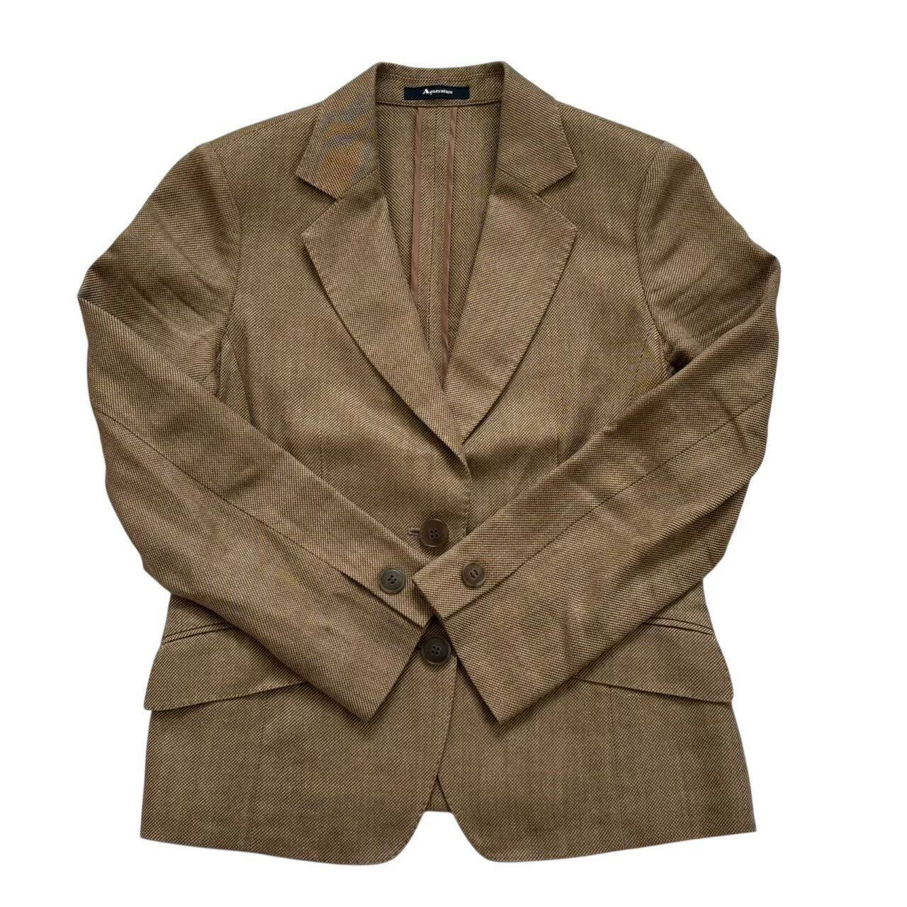 Rakuten - ［中古］Aquascutum アクアスキュータム アウター テーラードジャケット 茶 ブラウン 無地 シンプル ジャケット ボタン レディース サイズ6 Sサイズ