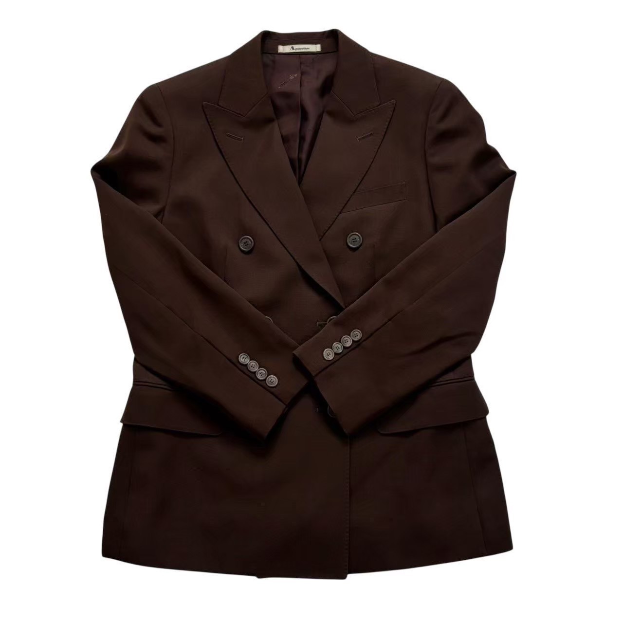 Rakuten - ［中古］Aquascutum アクアスキュータム テーラードジャケット 茶 ブラウン ヴィンテージ ダブルジャケット ダブルボタン ウール メンズ サイズ表記なしMサイズ相当