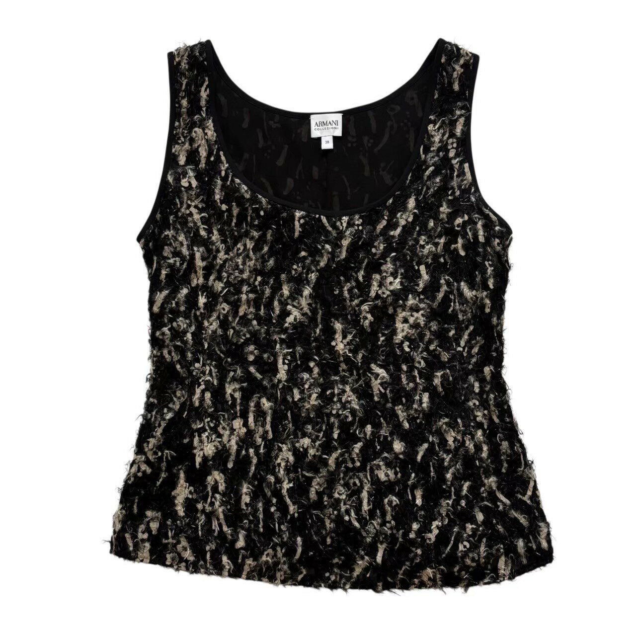 Rakuten - ［中古］ARMANI アルマーニ フェザータンクトップ 黒系 ブラック系 トップス タンクトップ ノースリーブ フェザー レディース サイズ38 Mサイズ