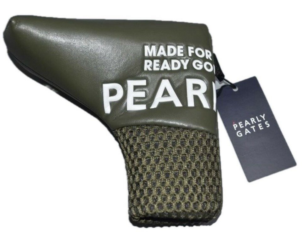 ［新品］PEARLY GATES パーリーゲイツ ゴルフ用品 定番合皮 パター カバー ピン型 PIN型 カーキ ホワイト フリーサイズ ユニセックス タグ付き