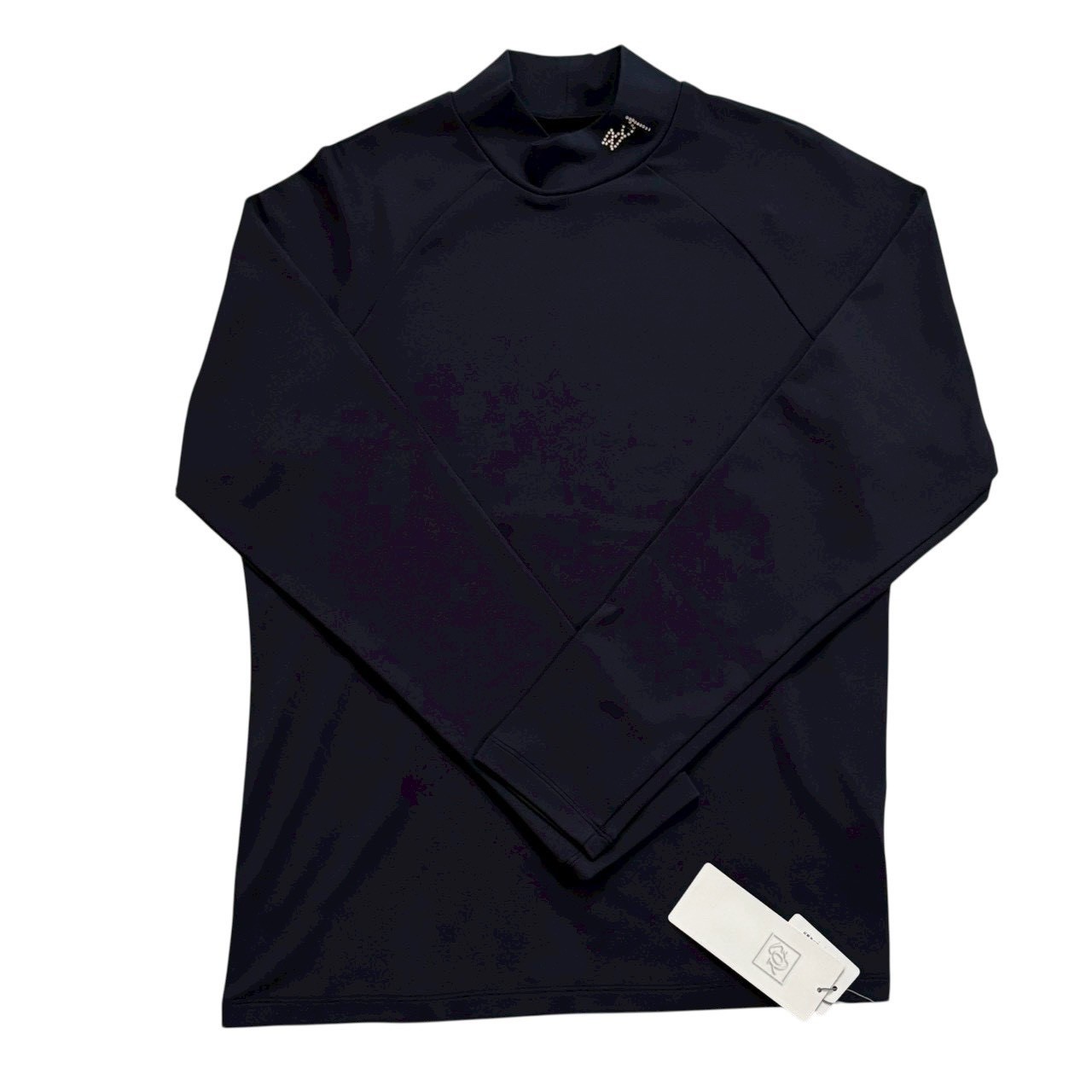 ［新品］ZOY GOLF CLUB モックネック 長袖 ゴルフウェア サイズ40 タグ付き ロゴ ラインストーン 軽量 ポリエステル ネイビー NO071729082