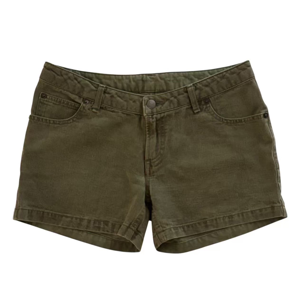 乐天商城 - ［中古］　lucien pellat-finet ルシアンペラフィネ ショートパンツ レディース サイズ27 カーキ ドクロボタン スカル刺繍 バックポケット コットン ファスナー ポケット付き カジュアル ハイブランド 夏パンツ