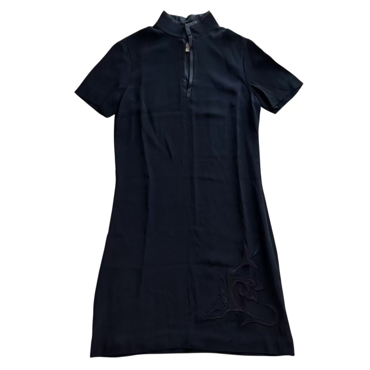 Rakuten - ［中古］Versace ヴェルサーチ 半袖ワンピース 紺 ネイビー 中華風 ワンピース レディース サイズ40 XSサイズ