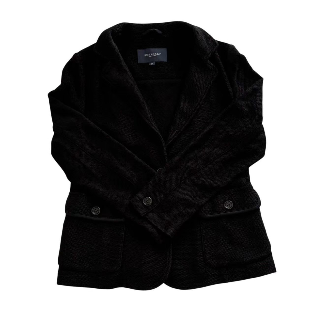 乐天商城 - ［中古］BURBERRY バーバリー テーラードジャケットジャケット 黒 ブラック ポケット 上着 アウター ジャケット レディース サイズ38 Mサイズ