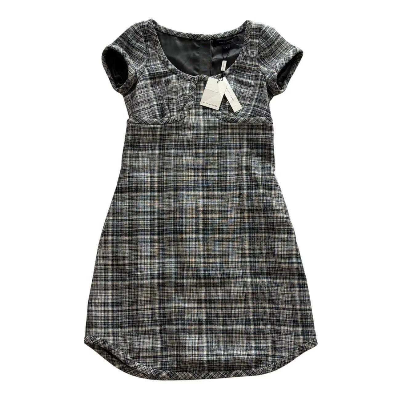 乐天商城 - ［中古］MARC BY MARC JACOBS マークジェイコブス ワンピース グレー チェック 半袖ワンピース レディース サイズ2 Sサイズ