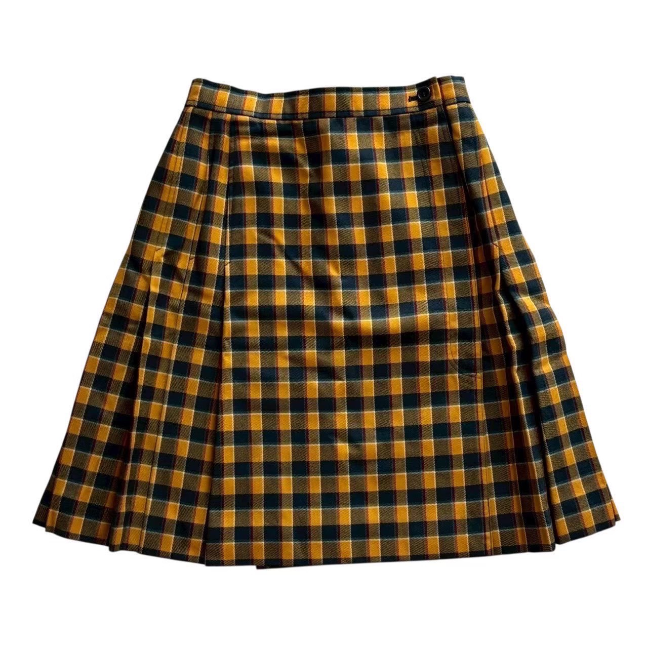 Rakuten - ［中古］Christian Dior クリスチャンディオール プリーツスカート 黄 紺 イエロー ネイビー プリーツ ミニ スポーツ ゴルフ レディース Sサイズ