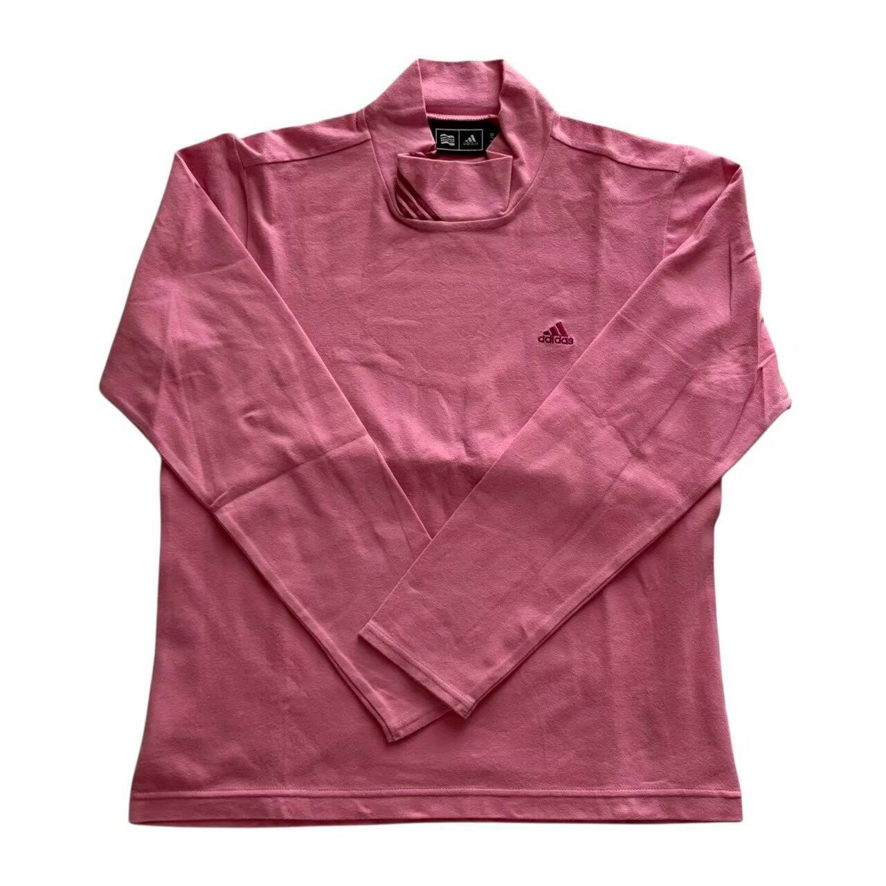 Rakuten - ［中古］adidas アディダス モックネック長袖シャツ ピンク ロゴ入り ゴルフ 趣味 スポーツ 長袖 シャツ レディース Lサイズ