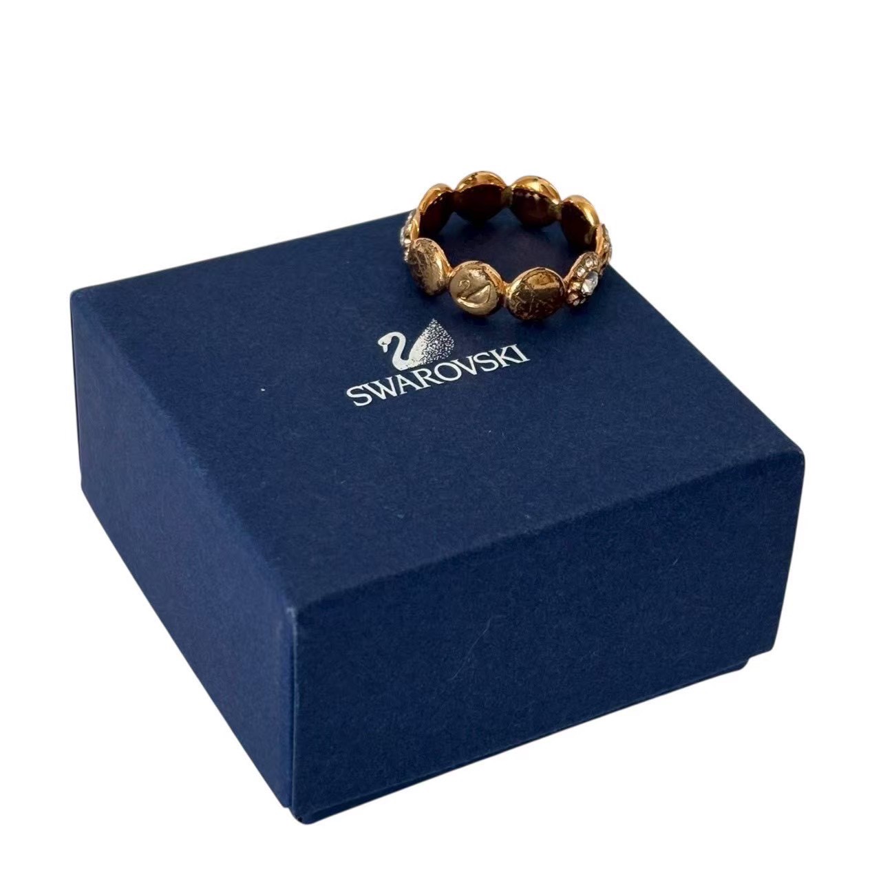 ［中古］SWAROVSKI スワロフスキー クリスタルリング 金 ゴールド 指輪 リング クリスタル ラインストーン レディース