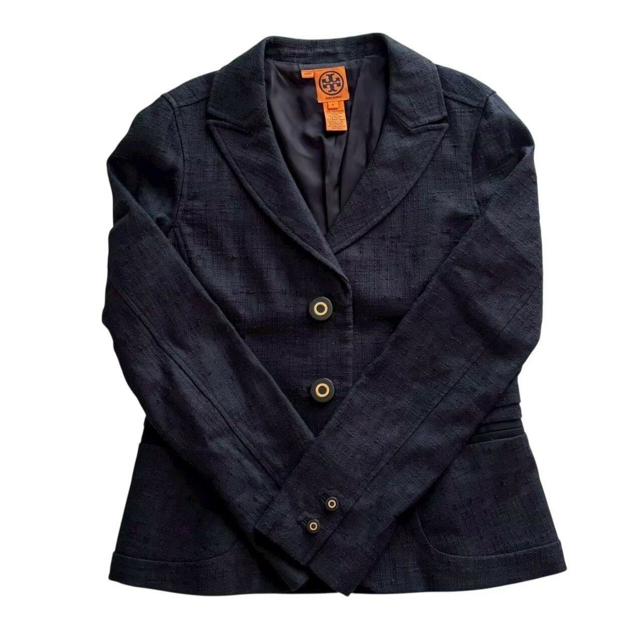 Rakuten - ［中古］TORY BURCH トリーバーチ ジャケット 紺 ネイビー シングル ボタン ツイード レディース サイズ8 Lサイズ