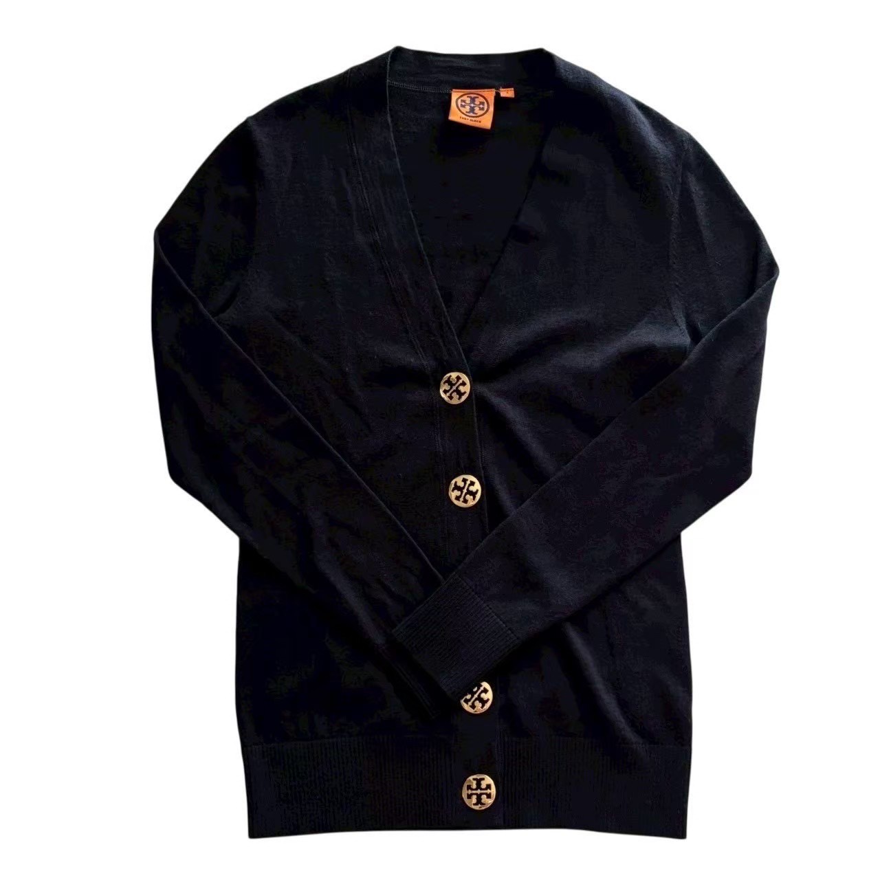 Rakuten - ［中古］TORY BURCH トリーバーチ カーディガン 紺 ネイビー ロゴボタン ビックロゴ ニット レディース Sサイズ