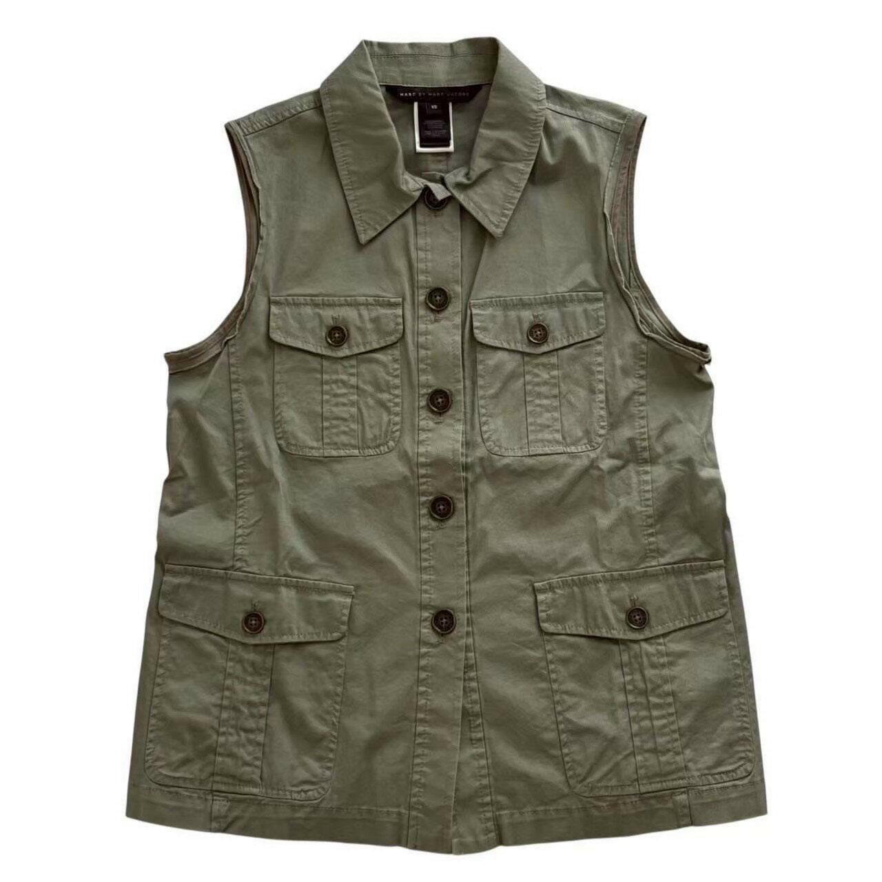 Rakuten - ［中古］MARC BY MARC JACOBS マークジェイコブス ノースリーブシャツ 緑系 グリーン系 ポケット ノースリーブ シャツ レディース XSサイズ