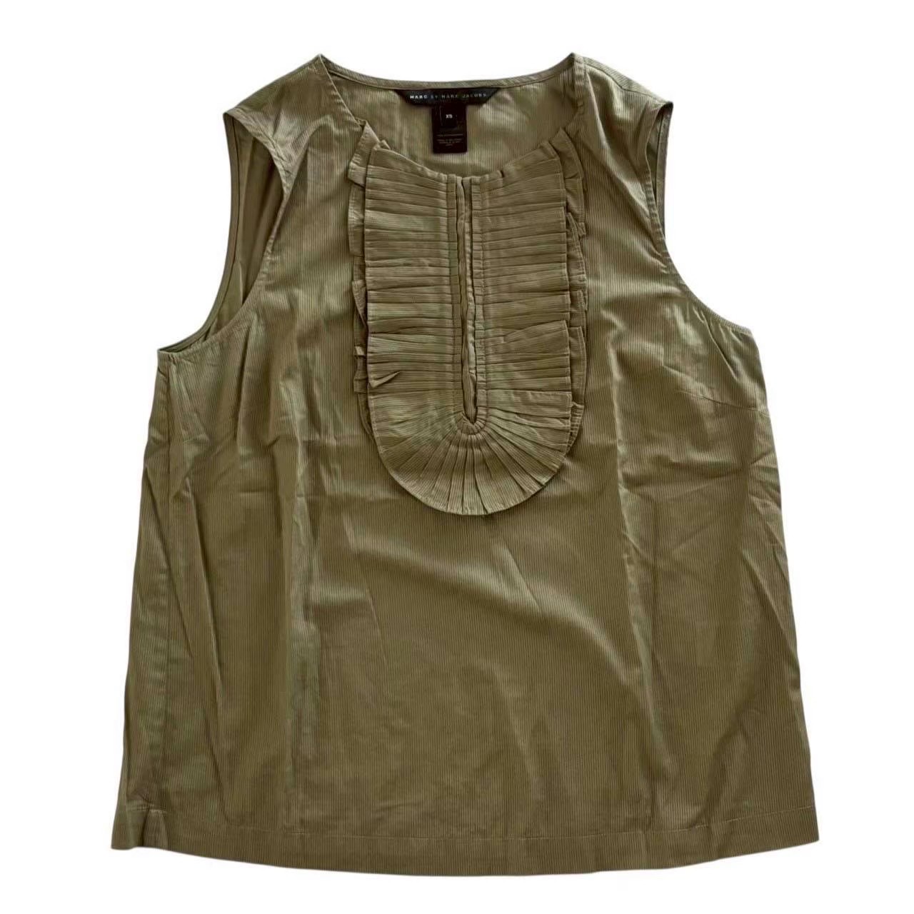 Rakuten - ［中古］MARC BY MARC JACOBS マークジェイコブス ノースリーブシャツ 緑系 グリーン系 シャツ フリル ブラウス レディース XSサイズ