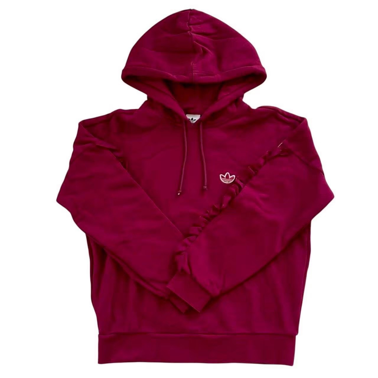Rakuten - ［中古］adidas アディダス フリルパーカー 紫系 パープル系 フリル パーカー ロゴ入り オリジナルスフリル袖 レディース Mサイズ