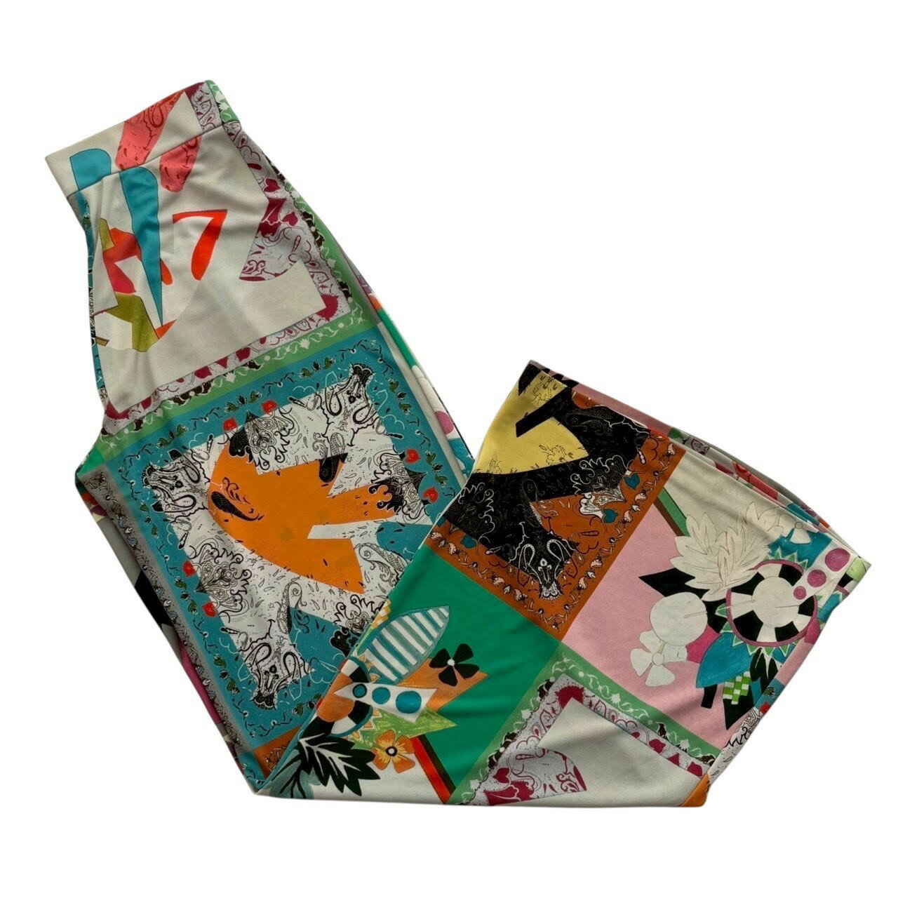 Rakuten - ［中古］ETRO エトロ ワイドパンツ レディース 38 S M相当 総柄 マルチカラー サイドファスナー ポリエステル リラックスパンツ 派手柄 個性的 カジュアル 高級 ブランド 春夏 おしゃれ カラフル