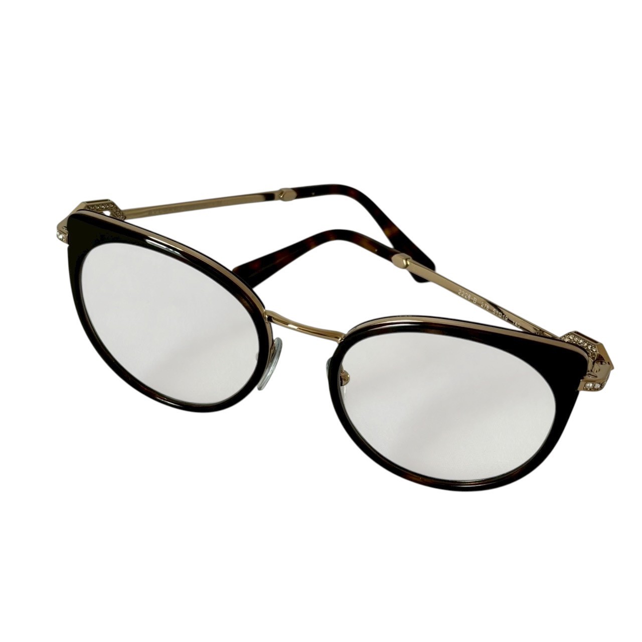 乐天商城 - ［中古］BVLGARI ブルガリ メガネ 2228-B 278 ラインストーン付き ロゴ入り ブラウン ゴールド レディース アイウェア 眼鏡 フレーム 高級感 ラグジュアリー 51□19 140 ハイブランド アイウェア