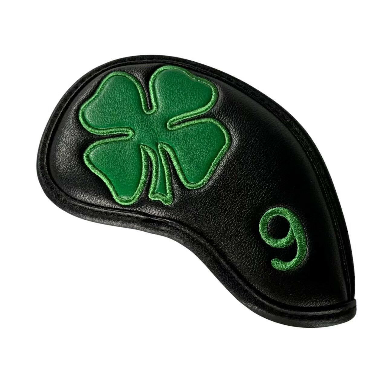 [Used] Golf Sports Hobby Accessories Headcover Iron #9 Black Green PU Leather Synthetic Leather Four-Leaf Clover All Season
