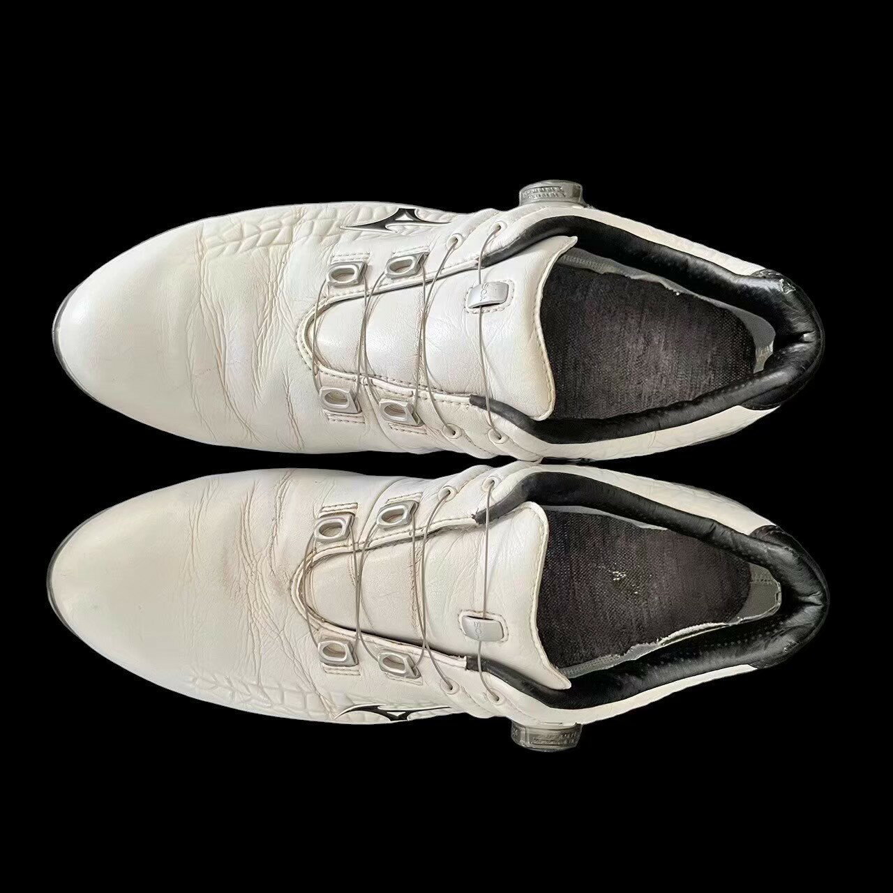 「中古」mizuno ミズノ シューズ 靴 ゴルフシューズ スパイク GENEM ジェネム ホワイト 白 009 BOA ボア 51GM190009 26.5cm 3E ダイヤル式 締め付け方式
