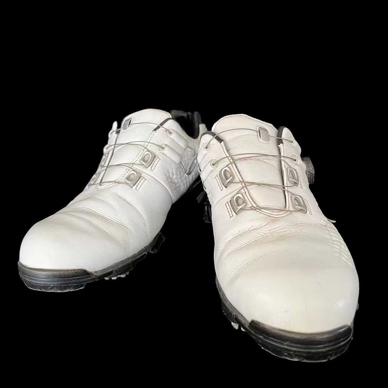 「中古」mizuno ミズノ シューズ 靴 ゴルフシューズ スパイク GENEM ジェネム ホワイト 白 009 BOA ボ...