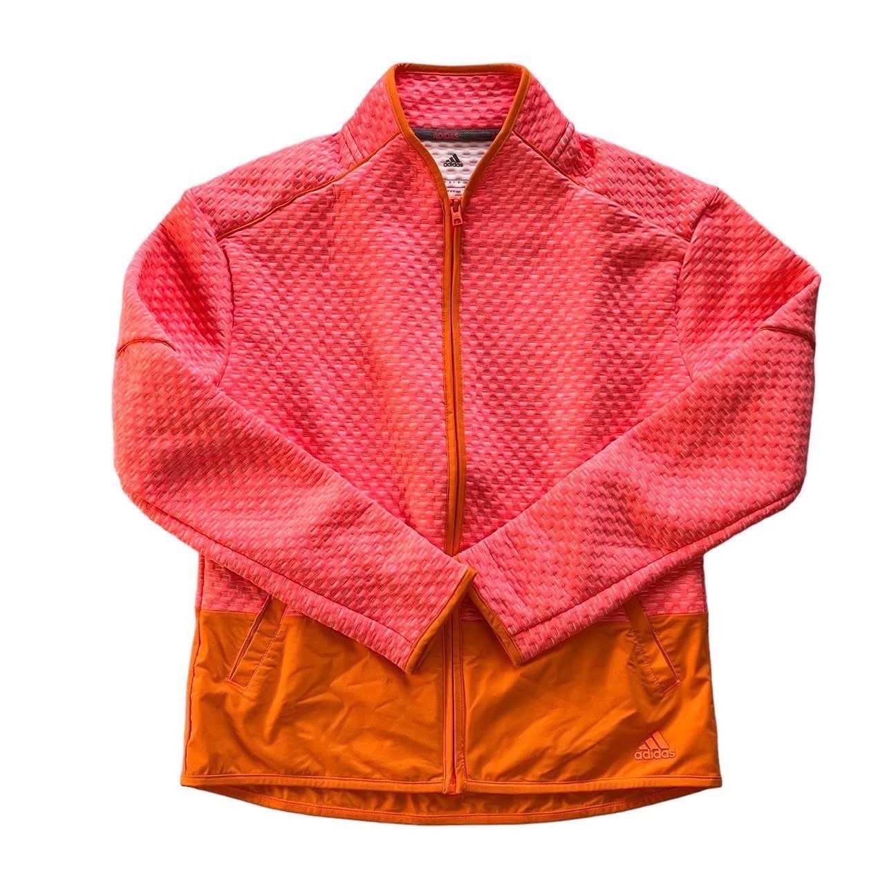 「中古」adidas GOLF アディダスゴルフ ゴルフ スポーツ 趣味 ジャージ アウター オレンジ 橙 レディース ポリエステル 秋 春 フルジップアップ ナイロン ポリウレタン