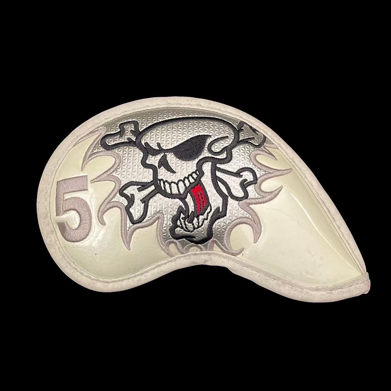 ［中古］5番 アイアン ヘッドカバー 白 ホワイト スカル 骸骨 ガイコツ アイアンヘッドカバー ゴルフ 趣味 スポーツ 傷防止 保護 カバー