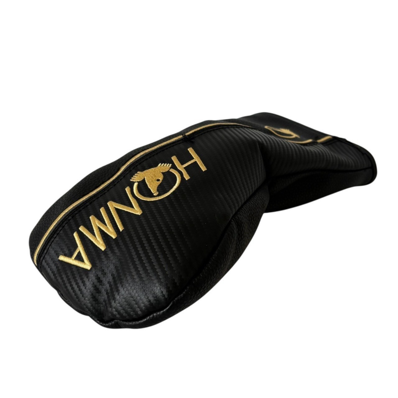 ［中古］HONMA ホンマ 本間ゴルフ TR20 TR20-DR ゴルフ ヘッドカバー ドライバー用 1W モグラ ロゴ 刺繍 レザー調 ブラック ゴールド 純正系 ゴルフ用品 クラブカバー