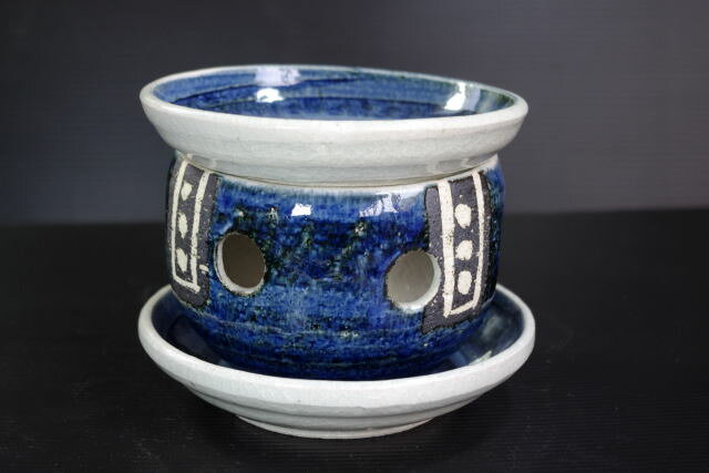 瑠璃　茶香炉1−81 [万古焼/萬古焼/日本製/陶磁器/和風/アロマ/茶葉/ブルー/青]