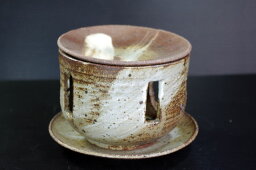 灰釉刷毛目　茶香炉4−76 YSJ [万古焼/萬古焼/日本製/陶磁器/和風/アロマ/茶葉/ブラウン]