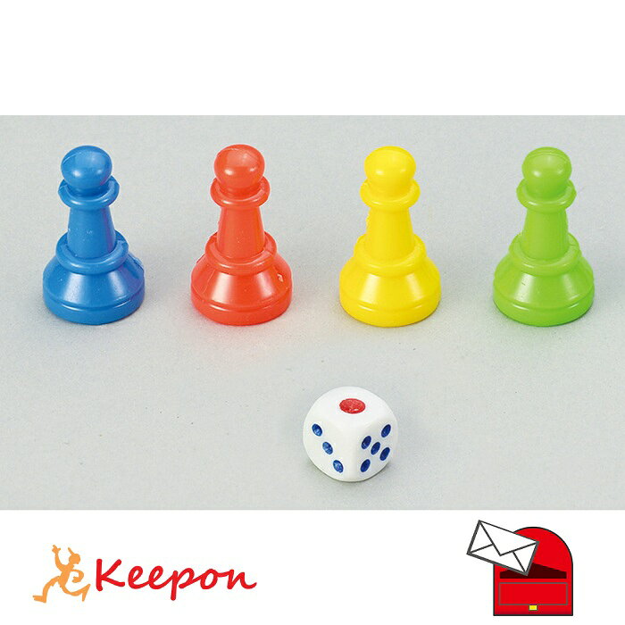 自作ゲームや紛失時の交換用に便利！ボードゲーム用コマセット！ ボードゲームやすごろく遊びに使えるコマとサイコロのセットです。カラフルな赤・青・黄・緑の4色のコマとサイコロが揃っており、手作りゲームをすぐに楽しめます。紛失したコマの補充用としても便利です。 サイズ/コマ：φ16×30mm、サイコロ：12×12×12mm 内容/コマ×4、サイコロ×1 材質/コマ：PS、サイコロ：MS