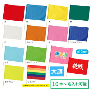 【個人宅不可】名入れ代込 大旗 丸棒φ12mm 12色から選択アーテック カラーフラッグ 演技 運動会 ダンス 体育祭 集団行動 イベント 応援 旗 手旗 名入れ オリジナル プリント 普通色 はた 小学生 中学生 学校 幼稚園 保育園