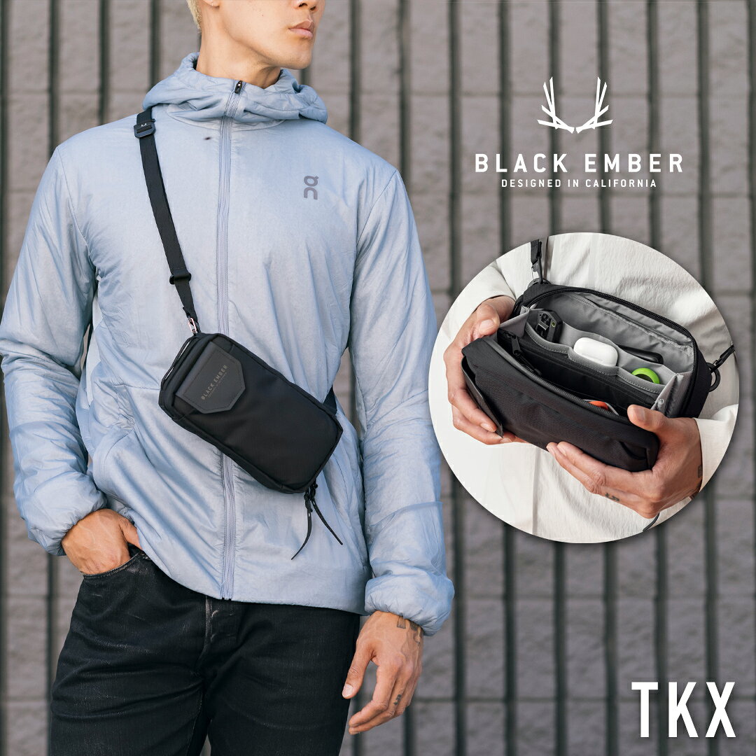 BLACK EMBER ブラックエンバー TKX スリングバッグ テックキット 7226001 ボディバッグ ガジェット収納 ケーブル 充電器 ポーチ ポケット付き アコーディオン仕様 コーデュラナイロン 磁石 マグネット シンプル かっこいい ビジカジ ビジネス 普段使い ミニマル 1.5L keeshop-10003722 KEE SHOP パッケージ画像
