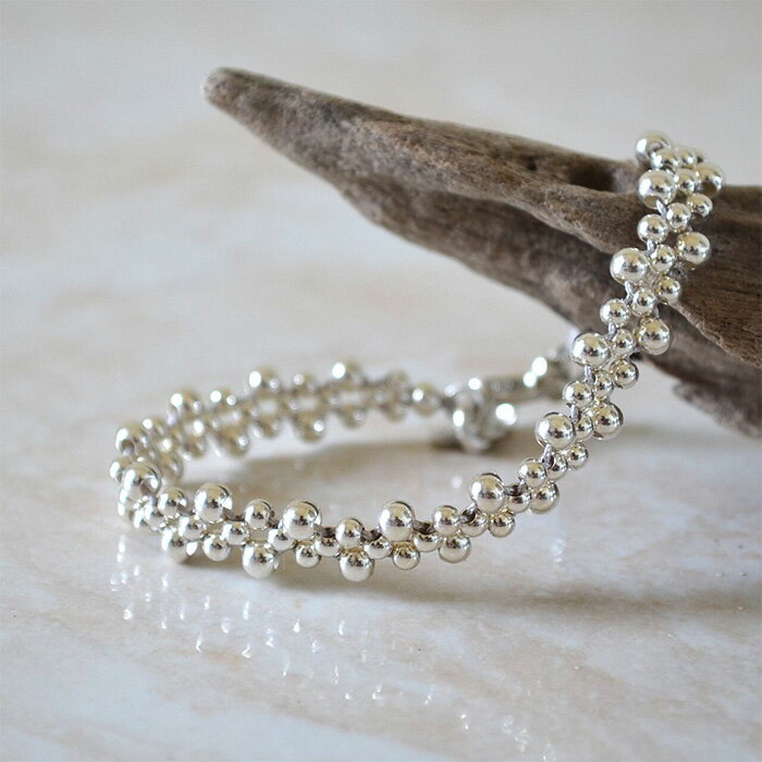 MANANAS マナナス ブレスレット Beaded Ball Bracelet -MEN'S SIZE ビーズボールブレスレット BR-21210 シルバー メンズ シンプル シルバー925 アクセサリー 男性 ジュエリー バングル おしゃれ ブランド カップル ペア 2