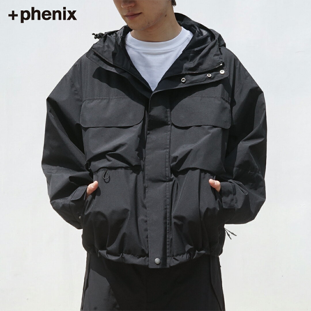 Rakuten - プラスフェニックス +phenix ナイロンジャケット HOODED JACKET フードジャケット GORE-TEX WINDSTOPPER POO-26016F アウトドア ウインドストッパー ゴアテックス 高機能素材 防風 撥水 マウンテンパーカー メンズ ブランド おしゃれ ビッグシルエット ブラック