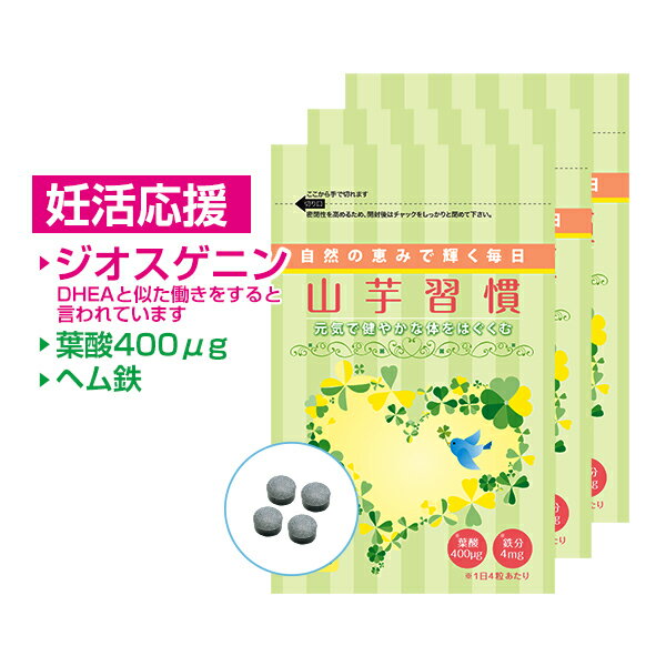 【マラソン中ポイント10倍】まとめ買い 5%OFF 3袋セット 妊活 応援 サプリ 山芋習慣 | 葉酸 時期別 妊娠前 ヘム鉄 乳…