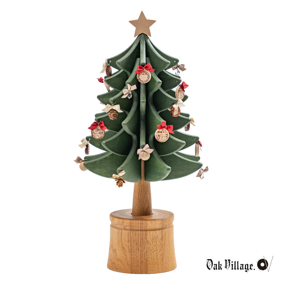 オークヴィレッジ Oak Village オルゴールツリー・スタンダード 木製 クリスマスインテリア 卓上 北欧風 【グリーン／ナチュラル】ギフトにも／曲：聖しこの夜